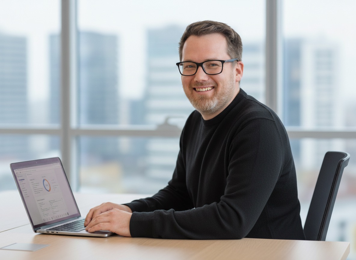Stephen Herforth bei der Arbeit an einem Digitalprojekt